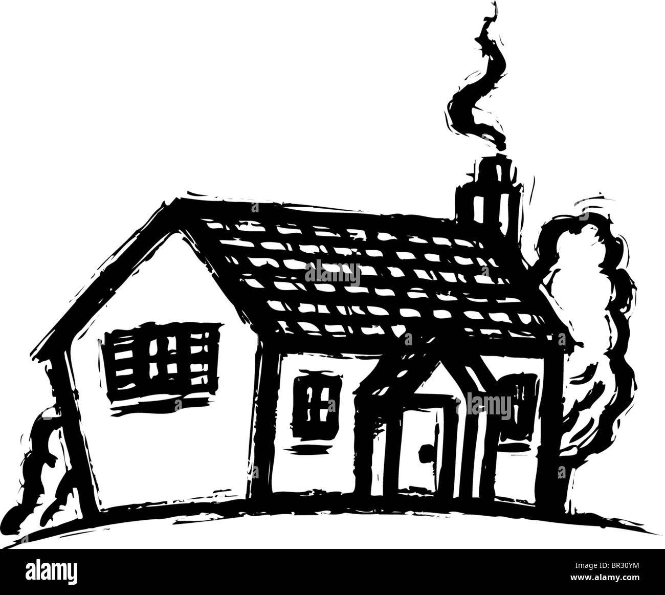 One family home dwelling house Black and White Stock Photos & Images