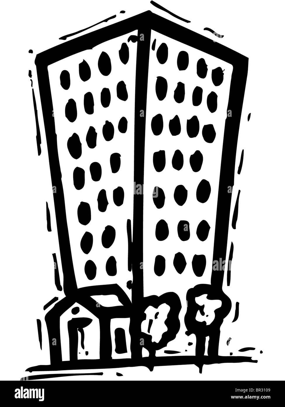 Downtown High Rise Apartment Buildings Black and White Stock Photos ...