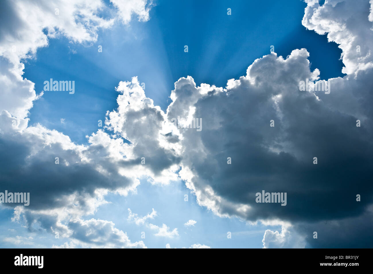 Background with beautiful blue sky and fluffy clouds Stock Photo - Alamy