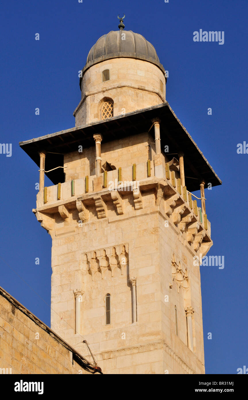 Minaret in old town Jerusalem, Israel, Middle East, the Orient Stock Photo