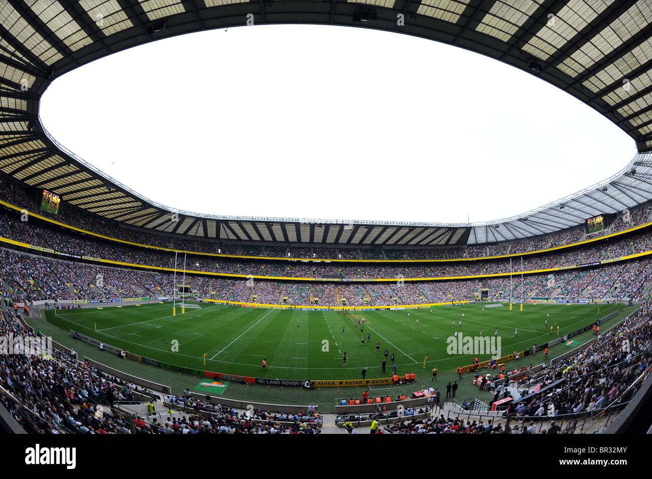 View inside a full Twickenham Stadium, London. Home of the English Rugby Football Union or RFU Stock Photo