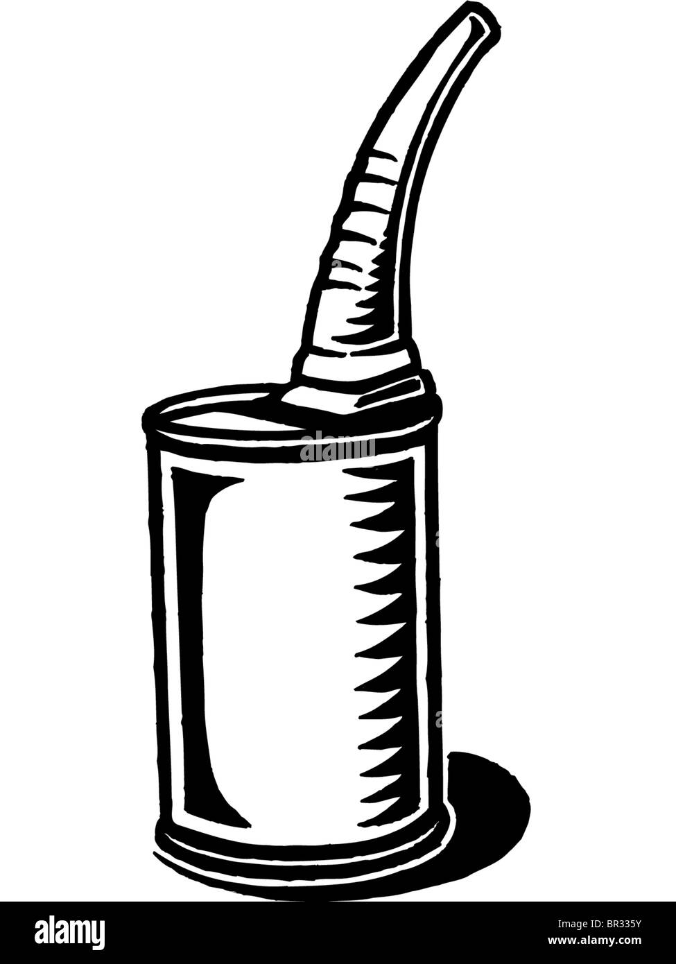 A black and white picture of an oil can Stock Photo Alamy