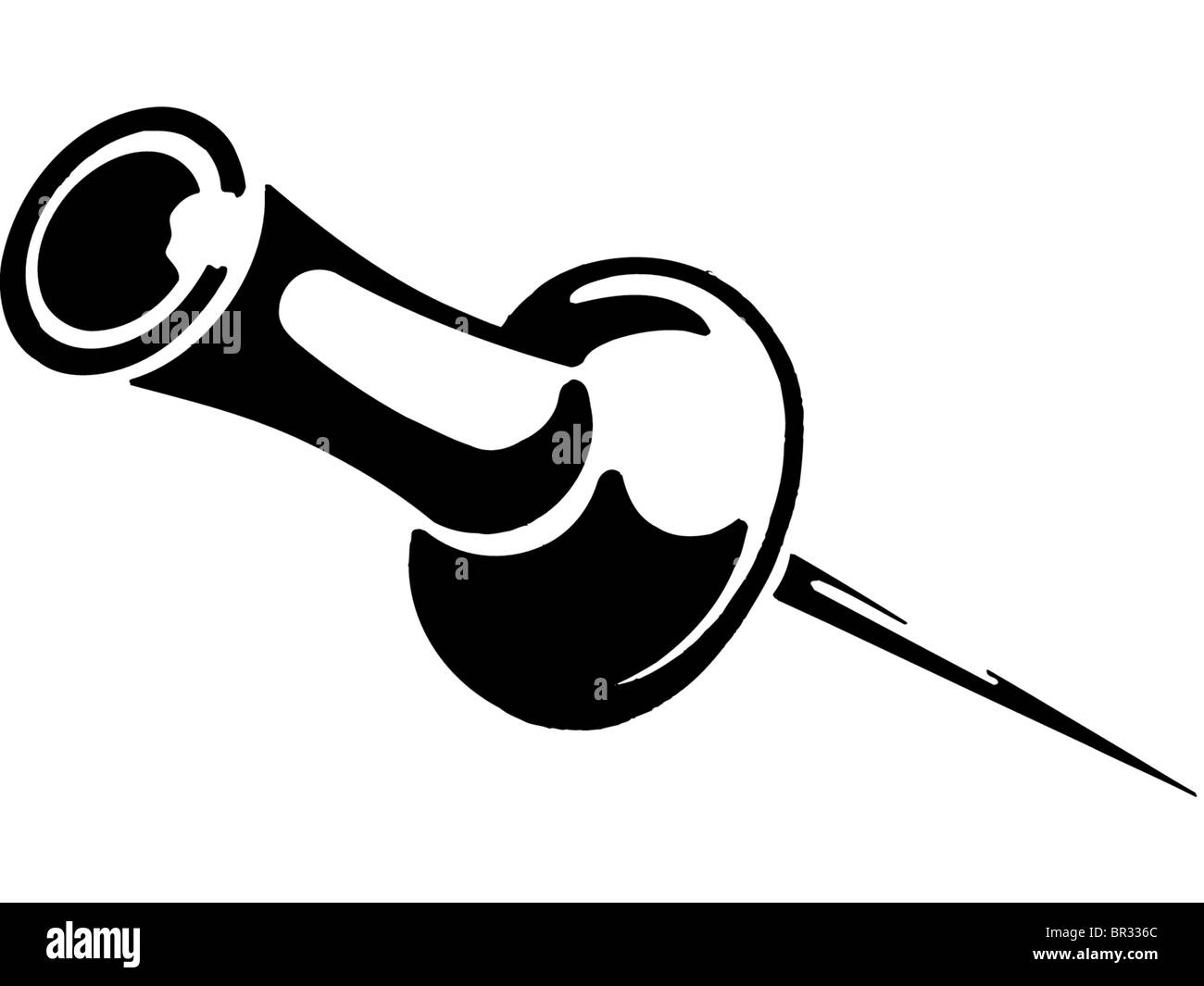 A black and white picture of a thumb tack Stock Photo Alamy