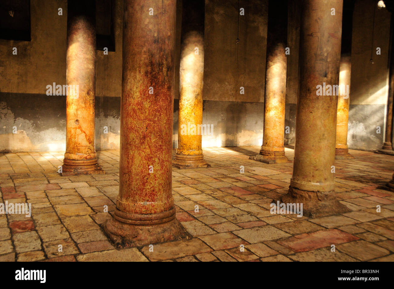 Columned hall in the Chapel of the Nativity of Christ in Bethlehem, West Bank, Israel, Middle East, the Orient Stock Photo