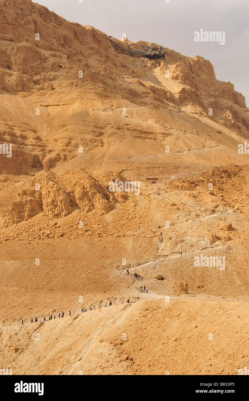Way up to the Herodes Fortress of Masada, symbol for the freedom of Israel, Dead Sea, Israel, Near East, Orient Stock Photo