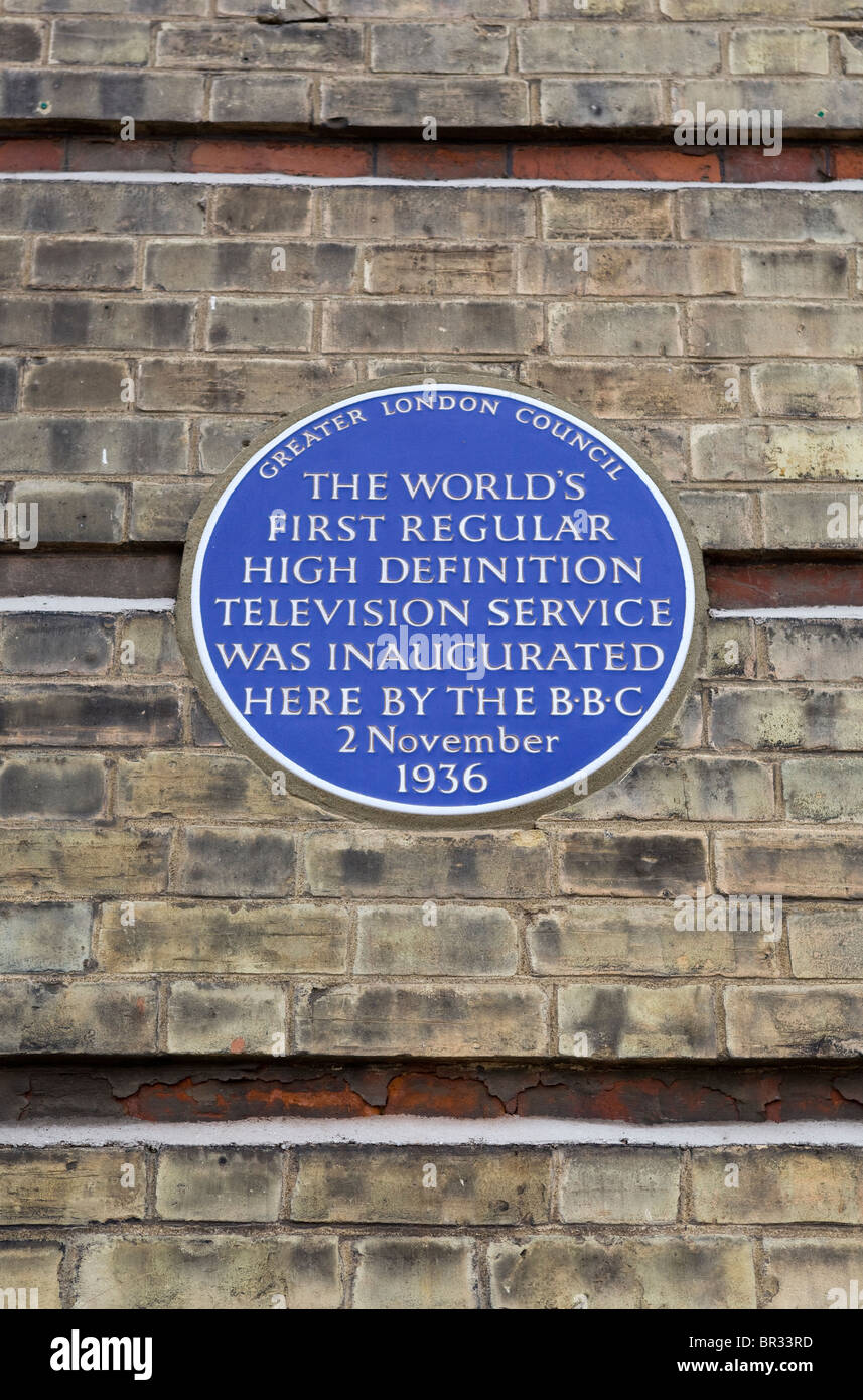 Plaque commemorating first regular high definition service Alexander Palace Stock Photo