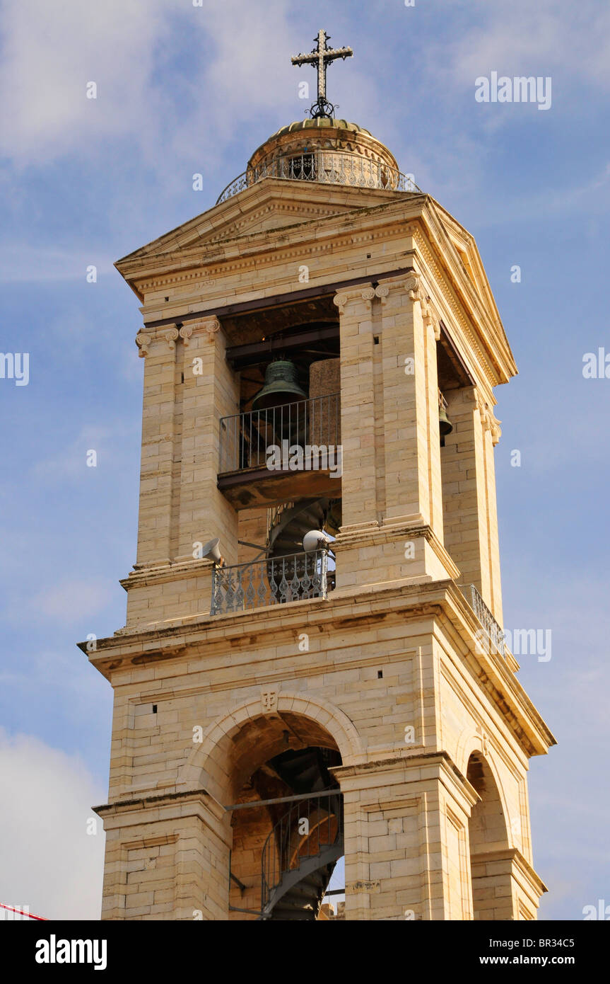 Tower of the Chapel of the Nativity of Christ in Bethlehem, West Bank, Israel, Middle East, the Orient Stock Photo