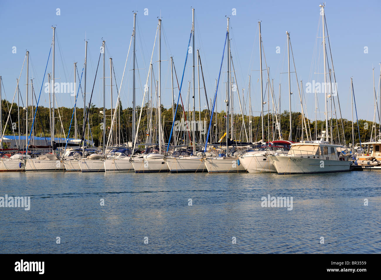 Yachts mooring in the Harbor Stock Photo