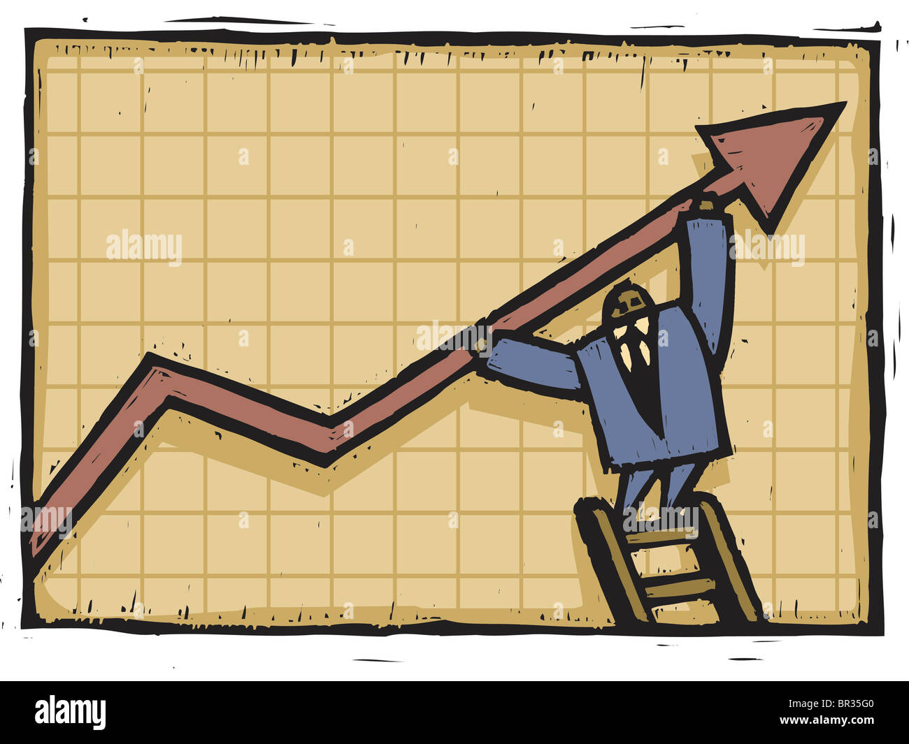 A man holding up arrow on graph Stock Photo - Alamy