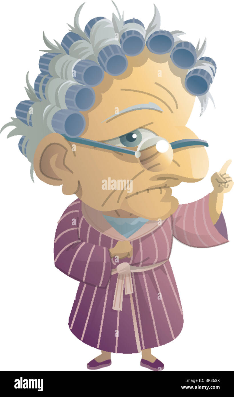 photo Little Old Lady Cartoon Images https www alamy com stock photo portrait of an old woman with curlers in her hair 31418266 html