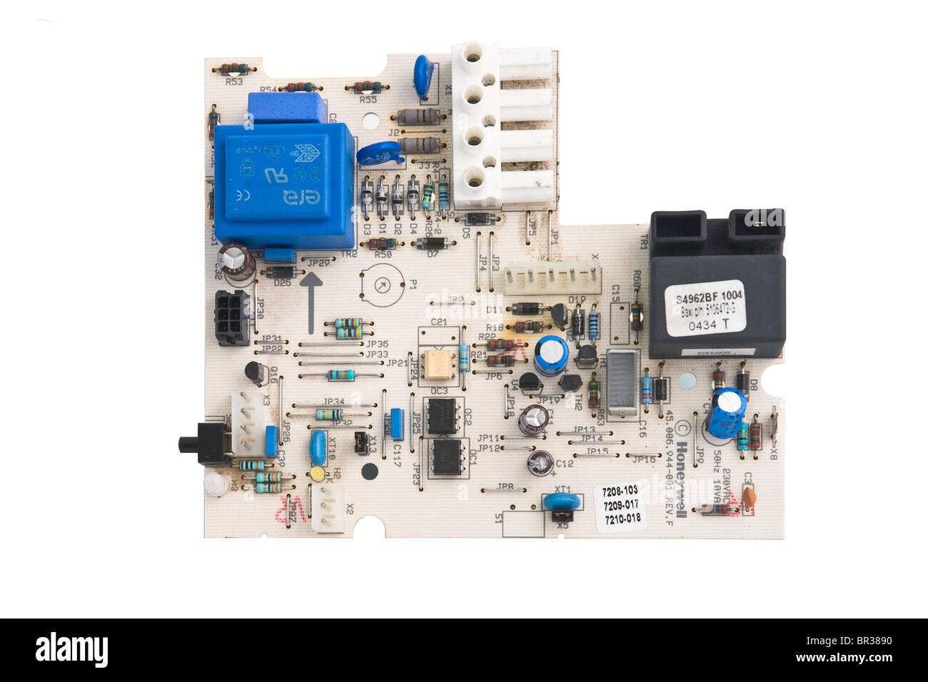 A defunct circuit board from a gas boiler Stock Photo