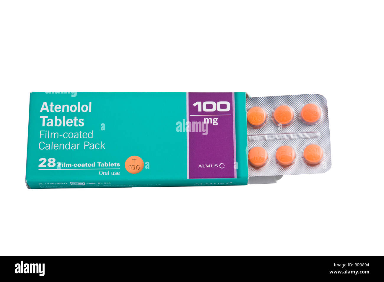A packet of Atenolol tablets used to treat hypertension Stock Photo