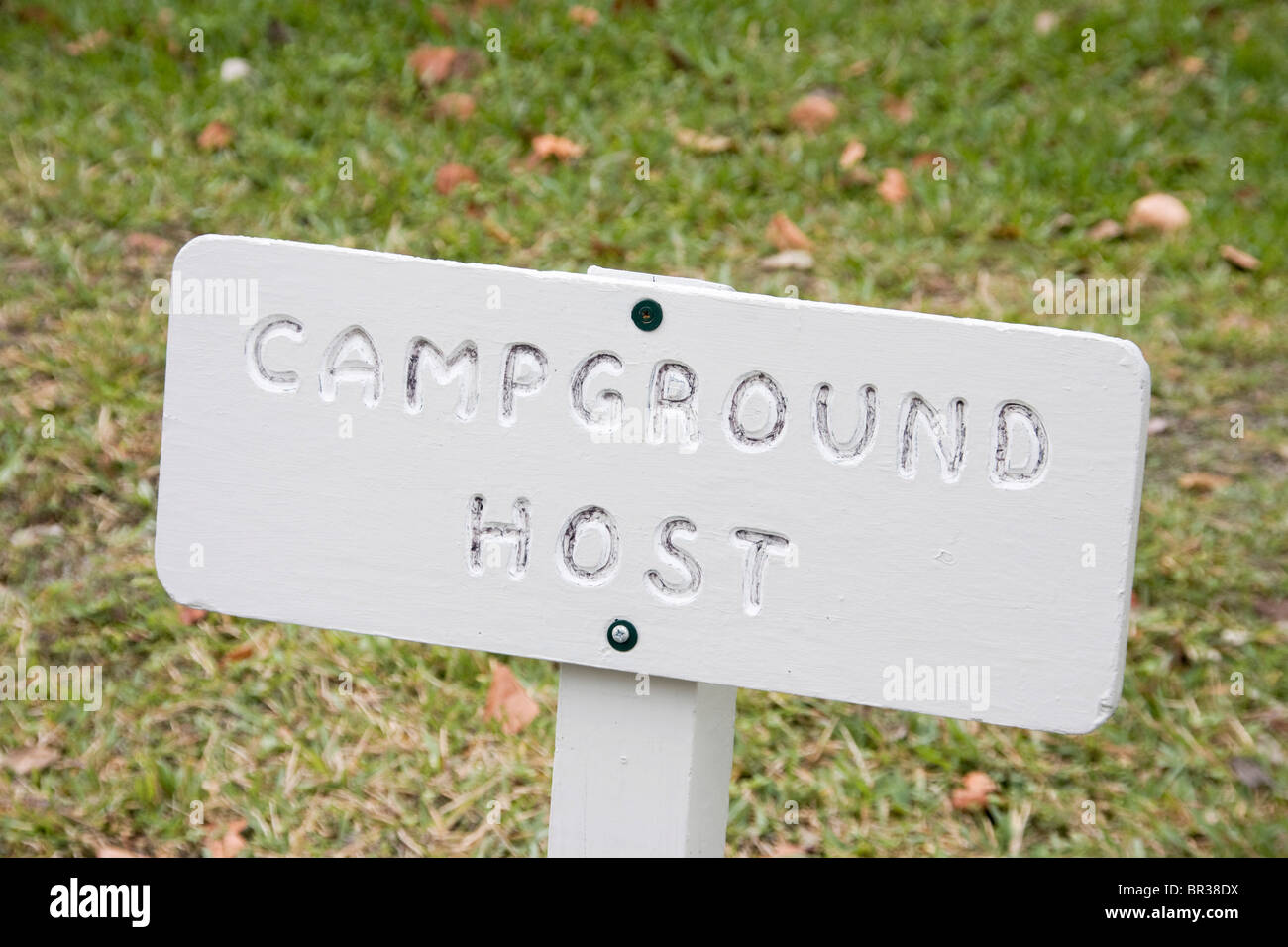 Campground Host, sign on a camping ground, USA Stock Photo Alamy