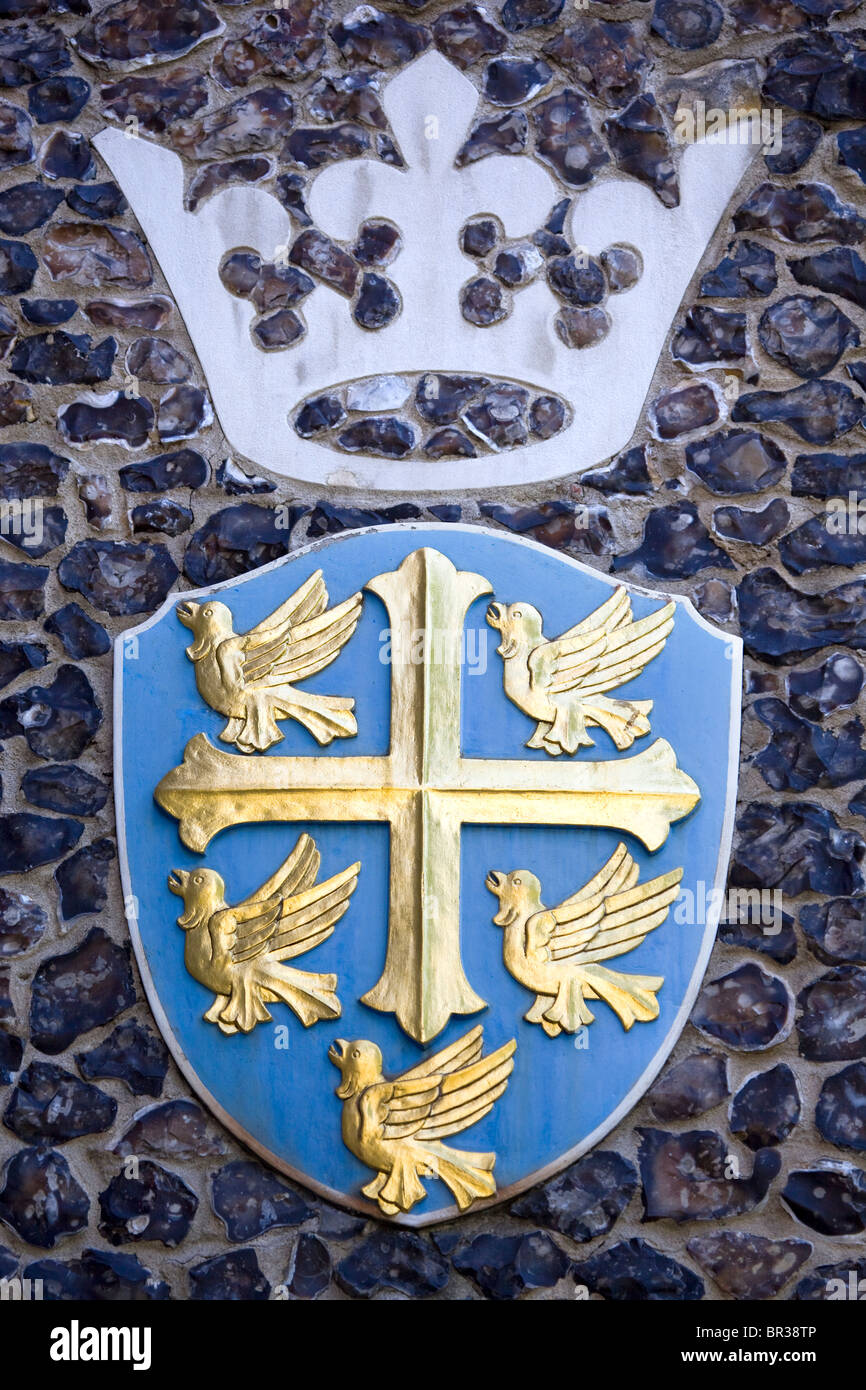 Royal Crest or coat of arms on wall of Westminster School/Abbey London England UK Stock Photo