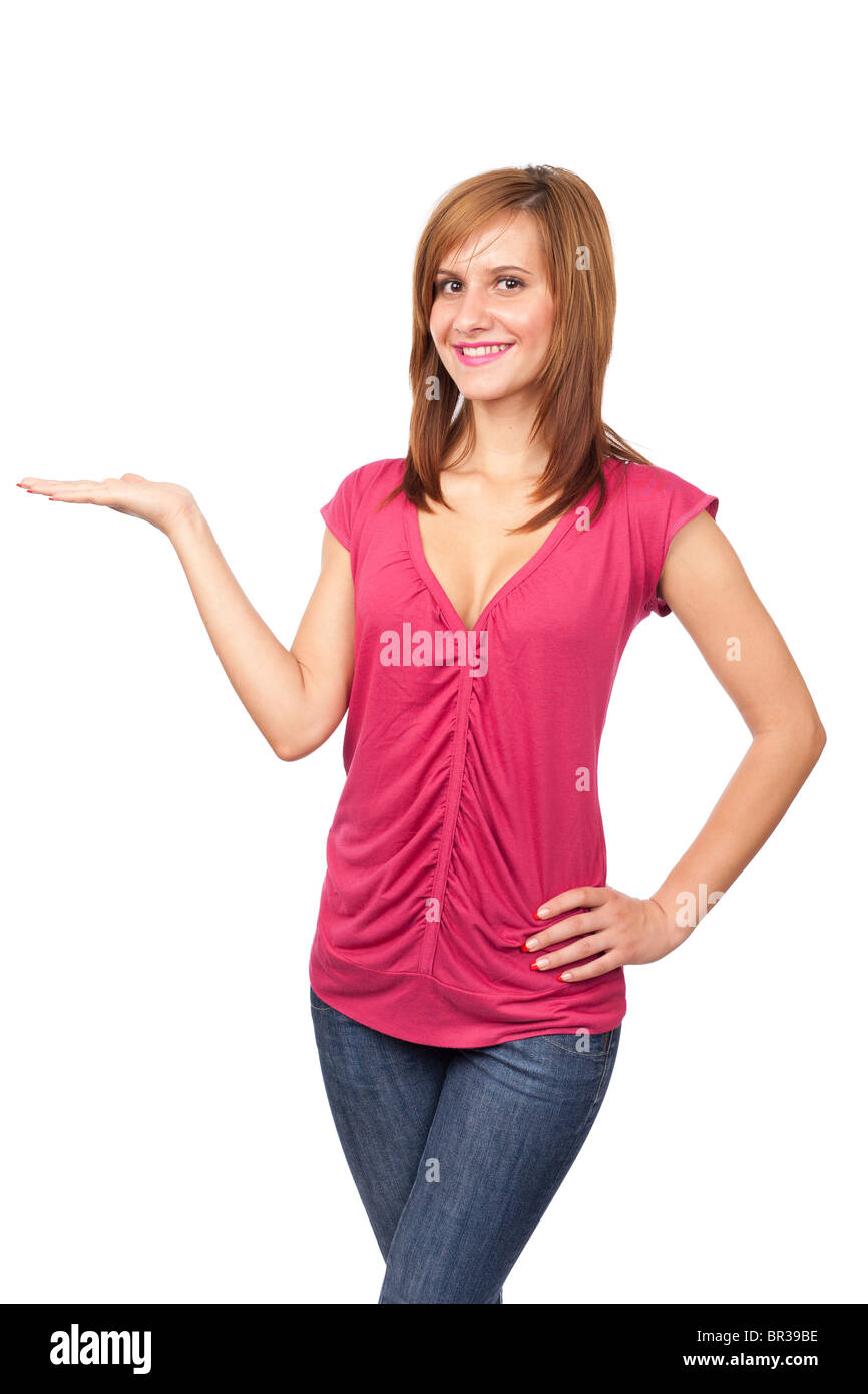 Portrait of an attractive woman isolated on white background Stock ...