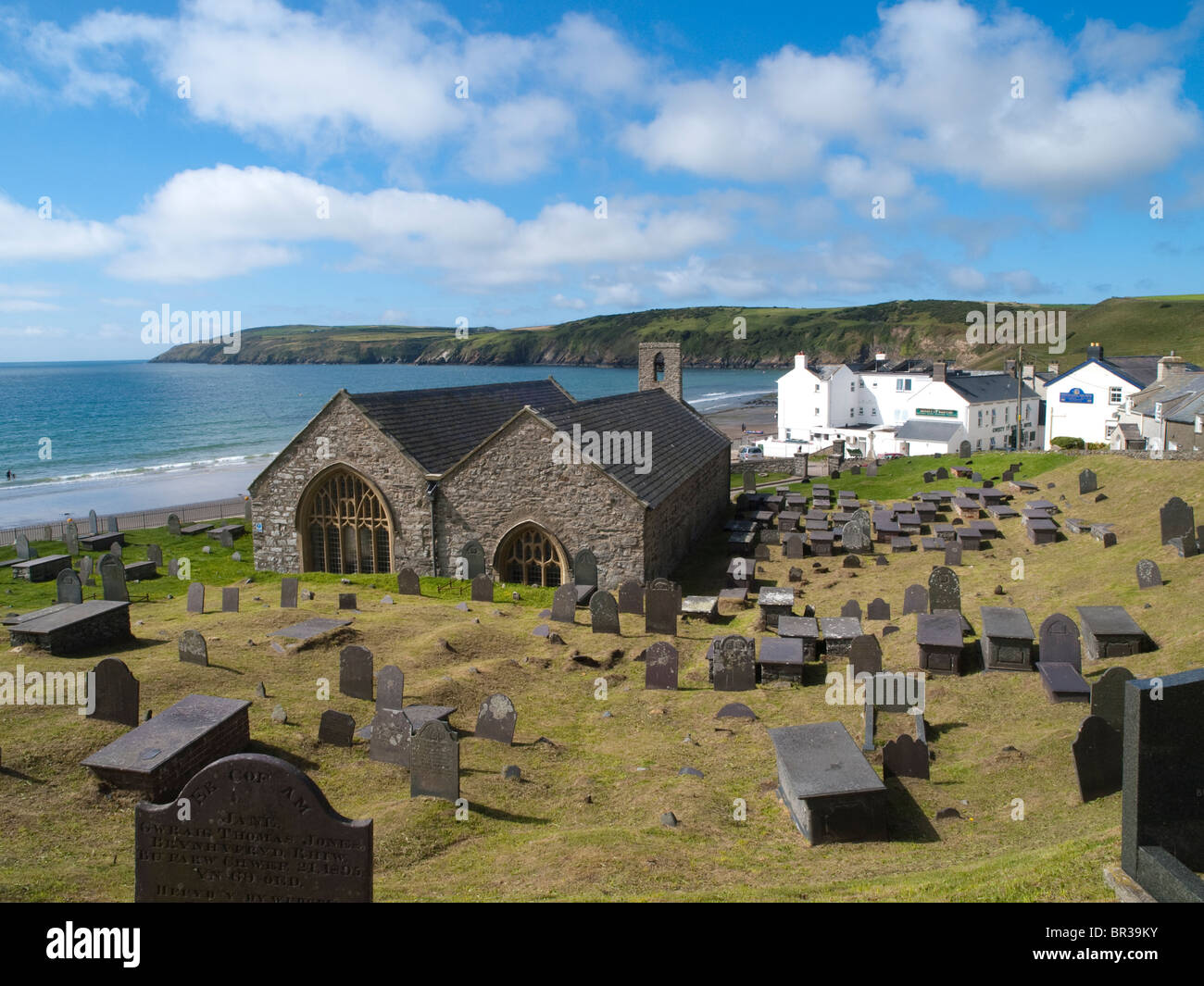 St Hywyn's Church at Aberdaron, Llyn Peninsula North Wales UK Stock Photo