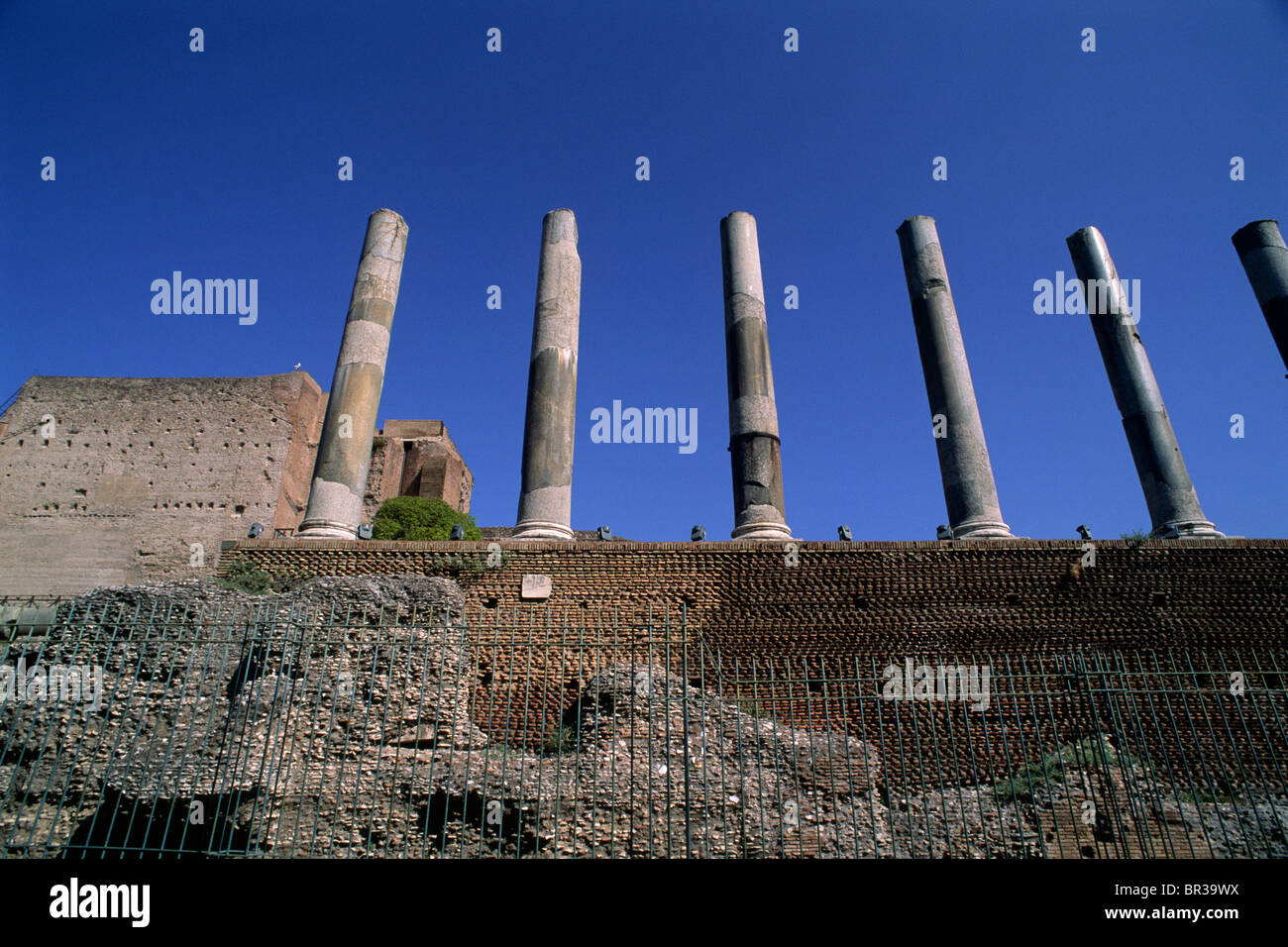 italy, rome, roman forum, temple of venus and rome, columns Stock Photo