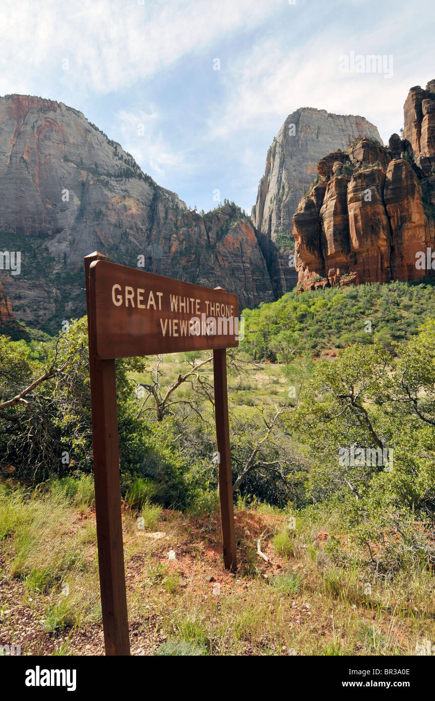 Great White Throne Viewpoint Mount Zion National Park Utah Stock Photo