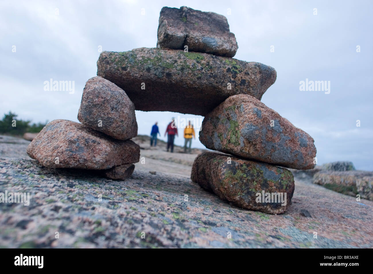 Two young women hiking in Acadia National Park. Bar Harbor, Maine Stock