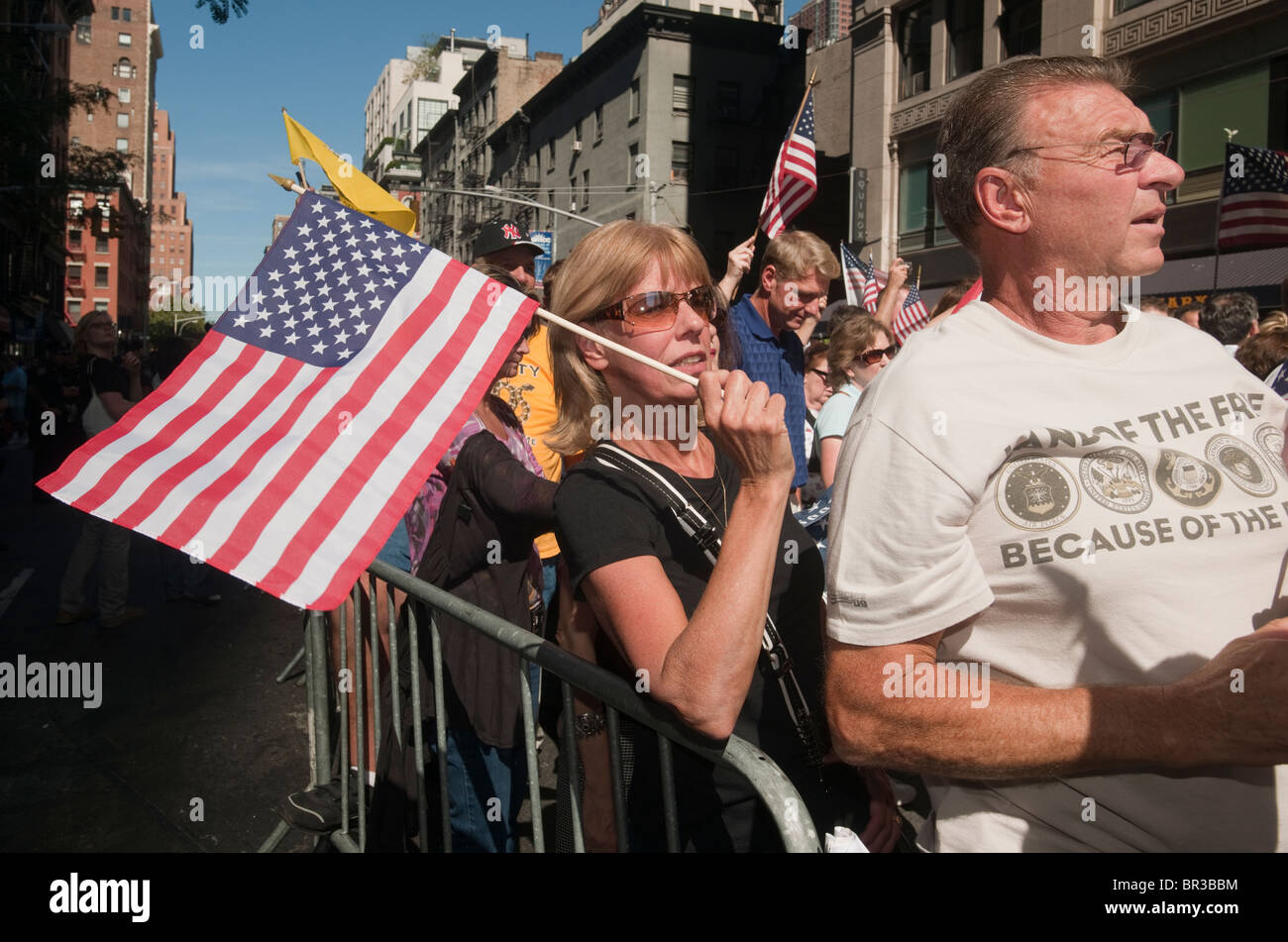 Opponents of the Cordova Initiative mosque and Islamic cultural center rally in New York Stock Photo