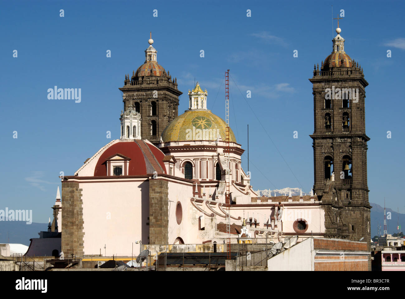Rear view of the Cathedral of the Immaculate Conception in the city of Puebla, Mexico Stock Photo