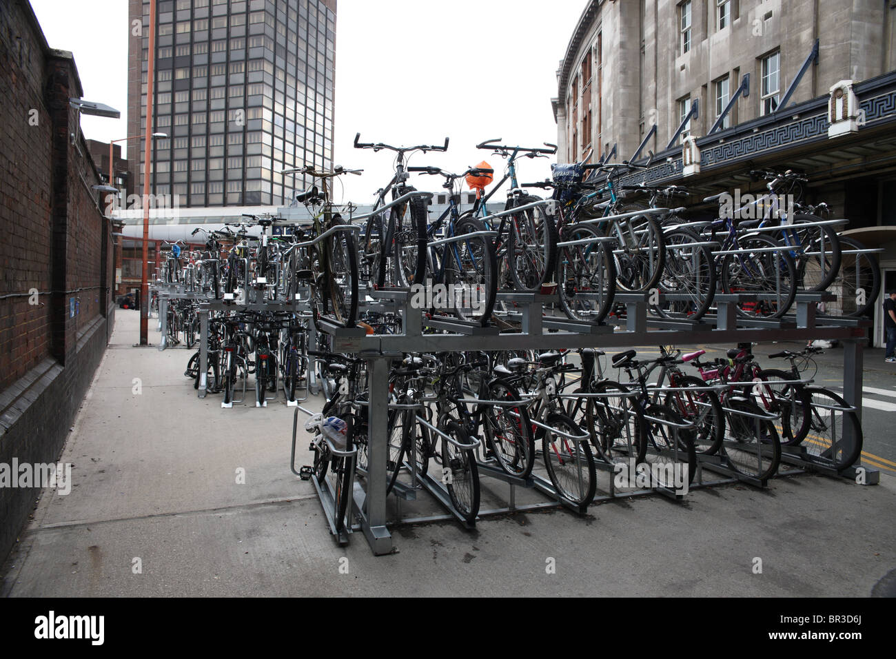 Bicycle storage/parking at London's Waterloo train station Stock Photo