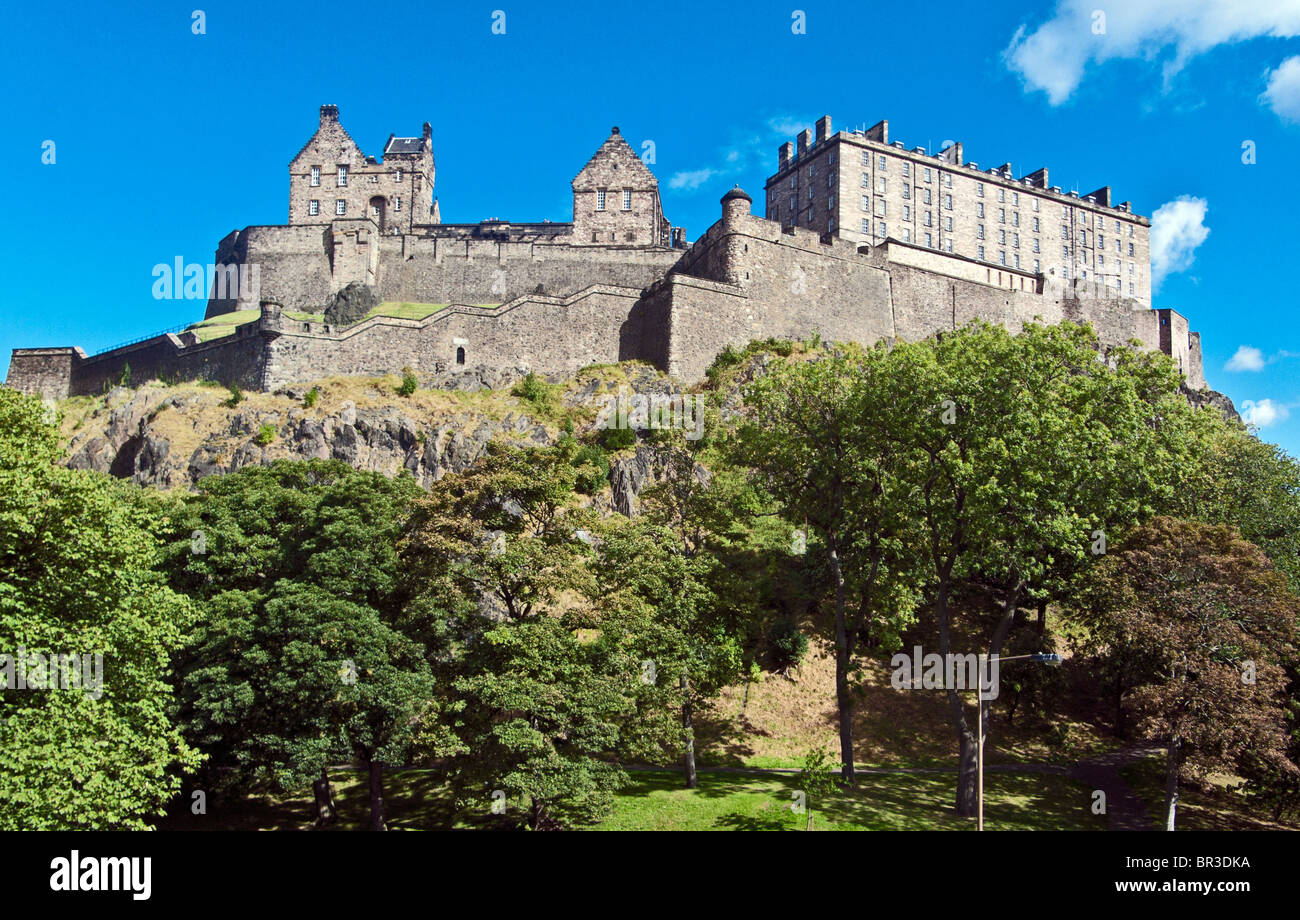 Edinburgh Castle seen from the west at Castle Terrace Stock Photo
