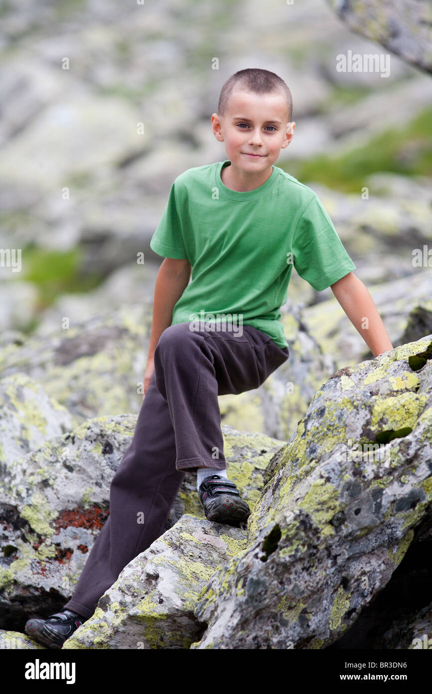 Portrait of a cute little boy outdoor on a mountain Stock Photo - Alamy