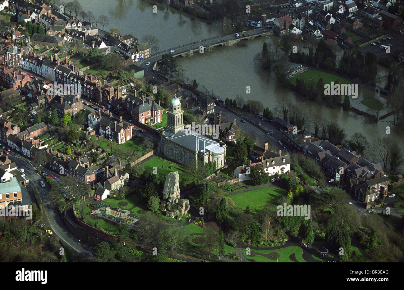 Aerial view of Bridgnorth featuring St Mary's and River Severn Church