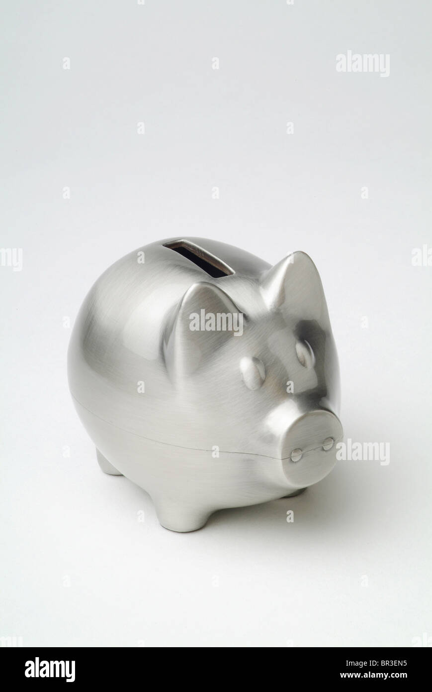 A silver piggy bank Stock Photo
