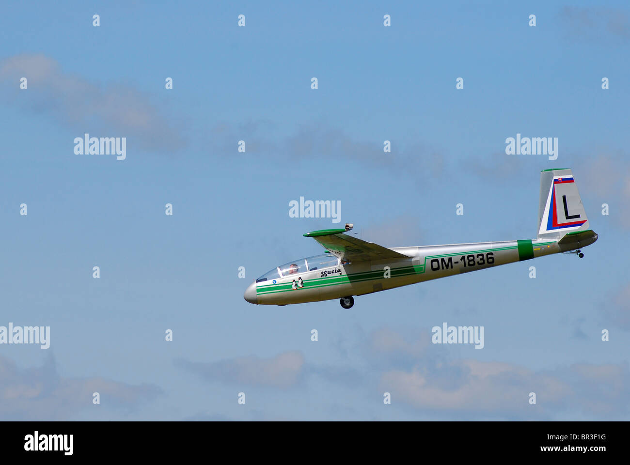 Glider landing Stock Photo