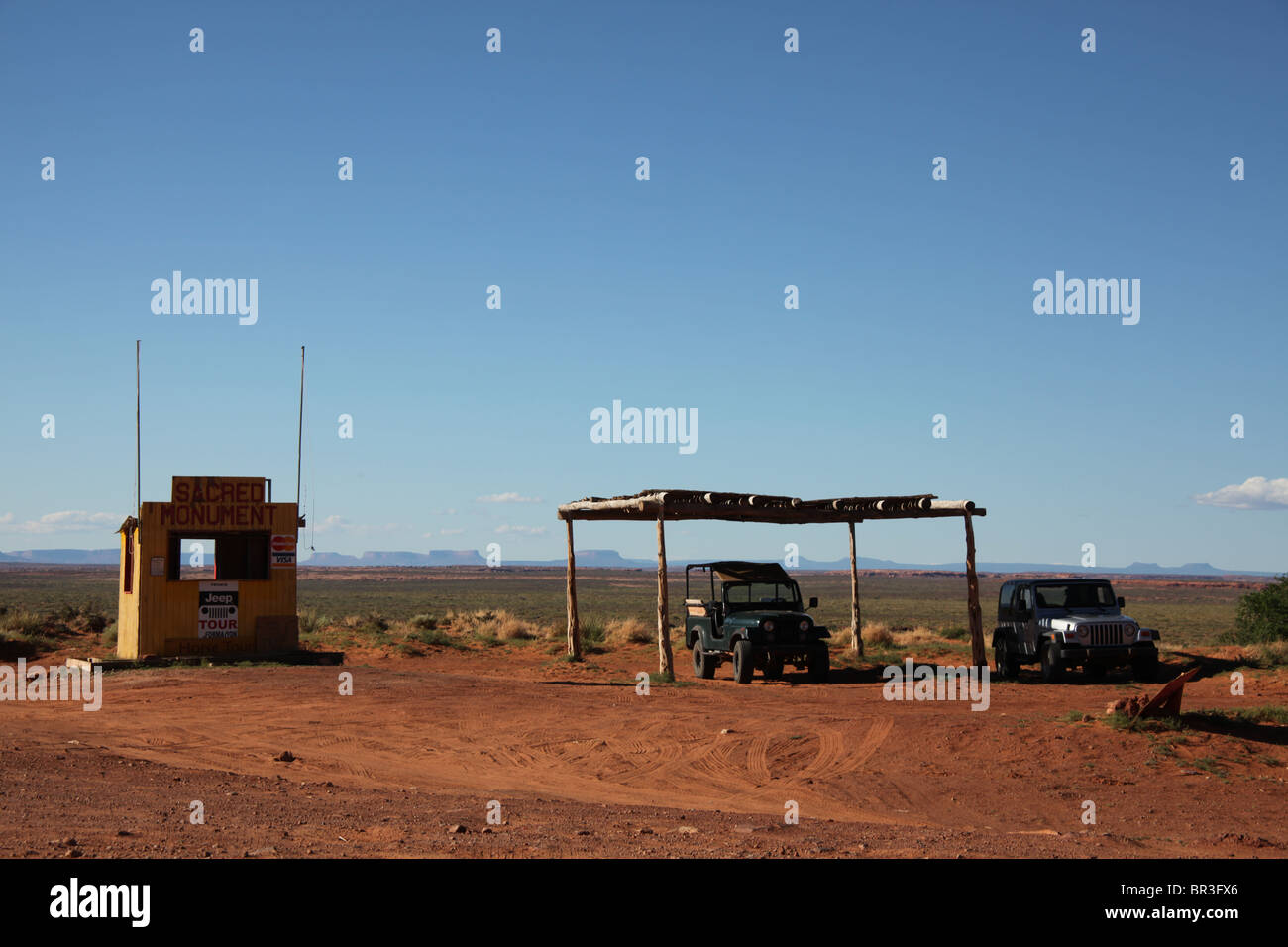 Sacred Monument jeep tours hut and jeeps in Monument Valley, Arizona