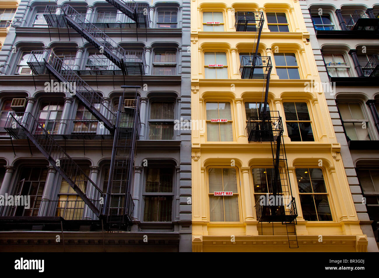 Buildings with fire escapes in SOHO, New York City, USA Stock Photo
