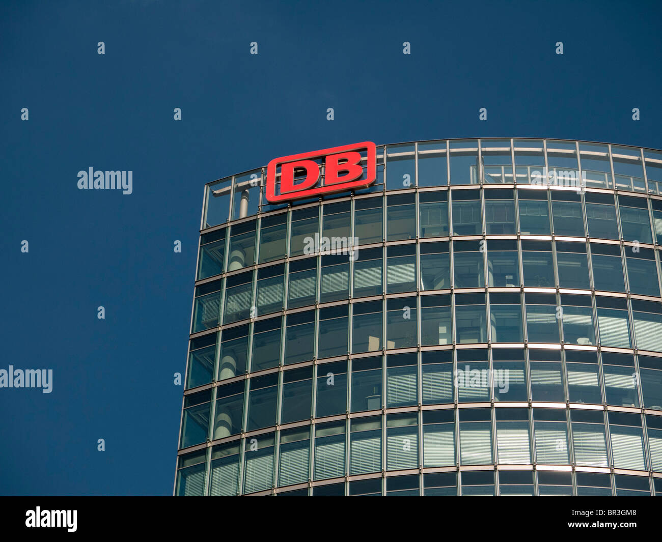 Detail of office tower headquarters of DB or Deutsche Bahn national railway company in Berlin Germany Stock Photo