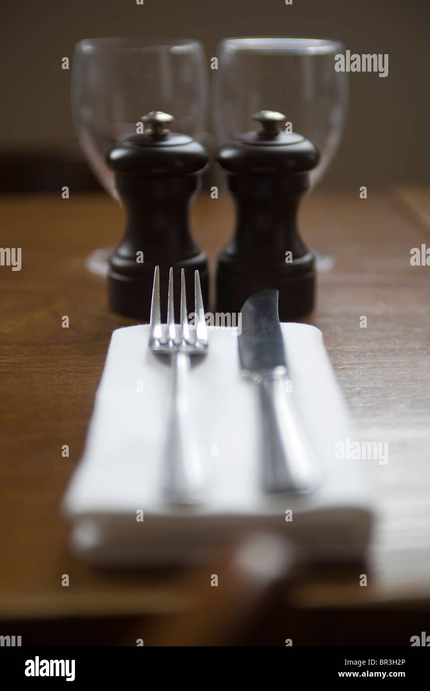 Restaurant Table Setting Stock Photo