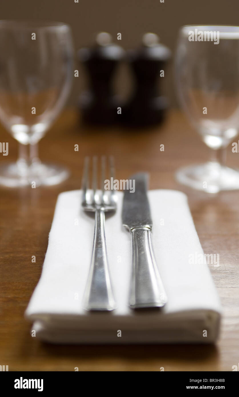 Restaurant Table Setting Stock Photo