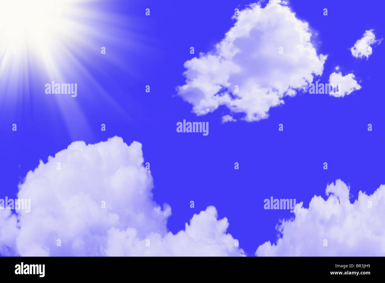 beautiful blue sky and white clouds with sunny rays Stock Photo - Alamy