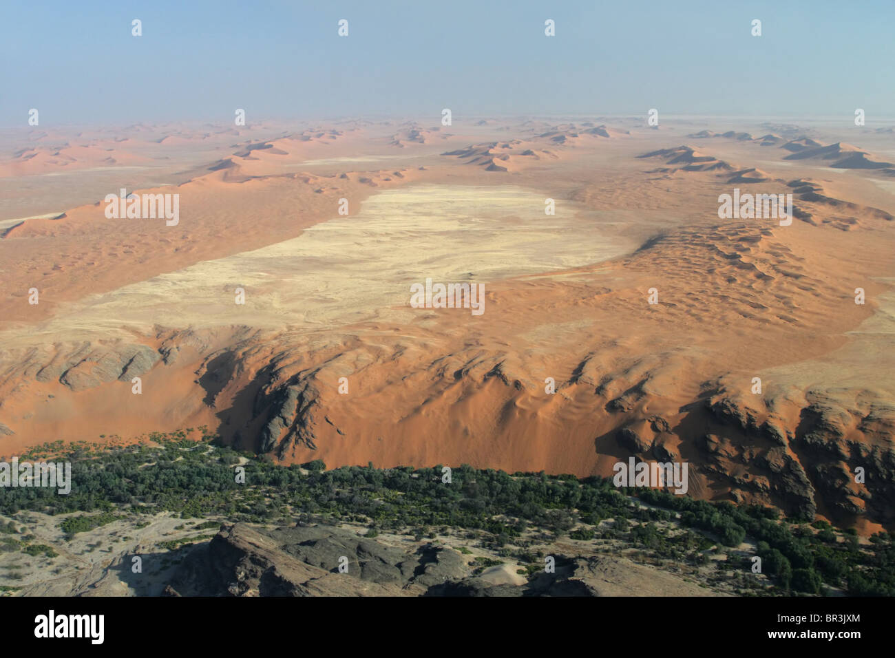 Aerial view of the Namib Desert and the Kuiseb River Stock Photo