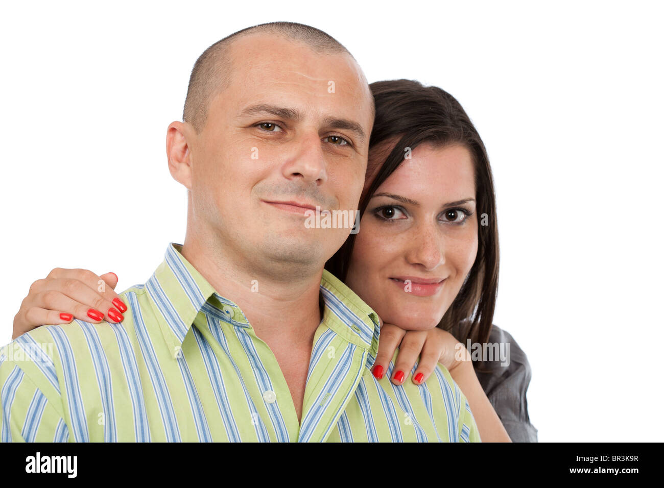 Close up portrait of a happy young couple isolated on white Stock Photo ...