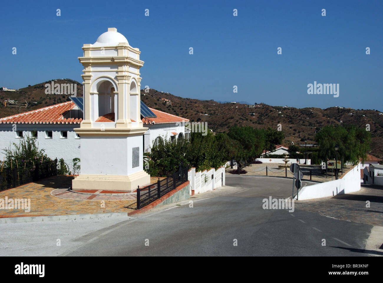 Monument at the entrance to the village, Macharaviaya, Costa del Sol, Malaga Province, Andalucia, Spain, Western Europe. Stock Photo
