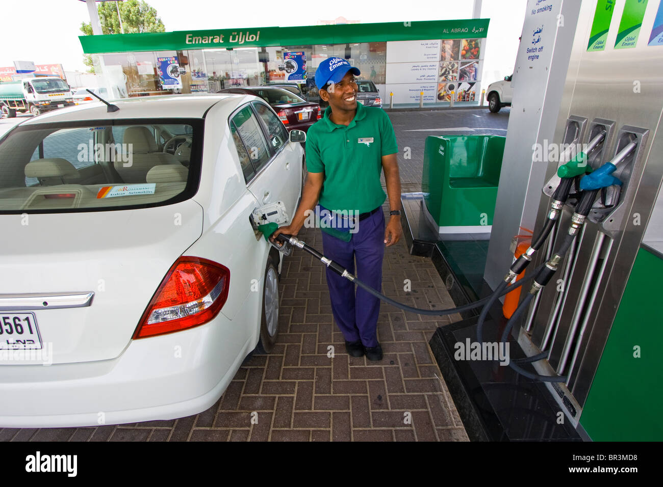 Gas station in Umm al Quwain, UAE Stock Photo