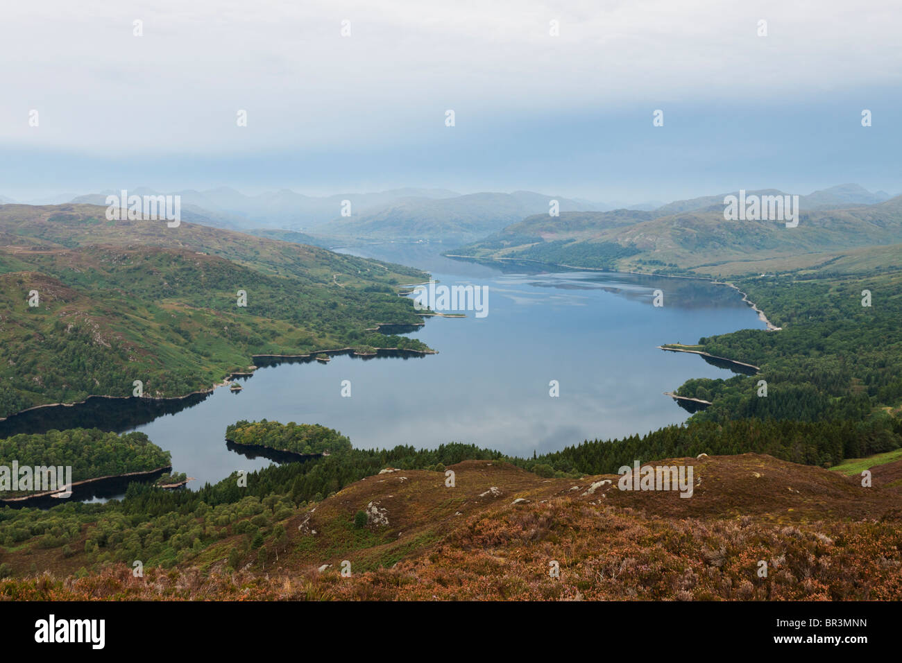 Loch Katrine, as viewed from the summit of Ben A'an, Scotland. Stock Photo