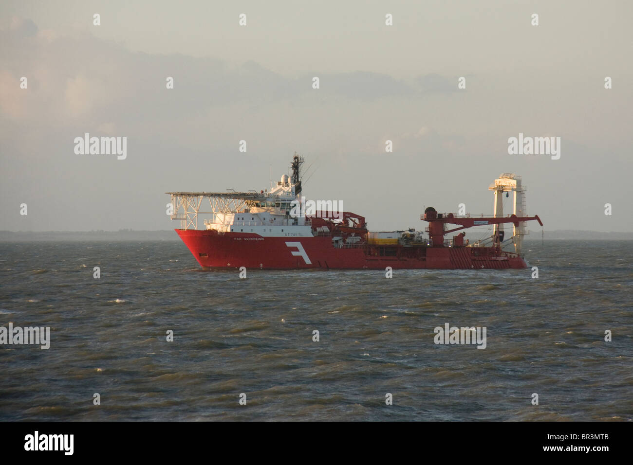 off shore multy supply vessel or msv also called dp vessel with helipad onboard Stock Photo
