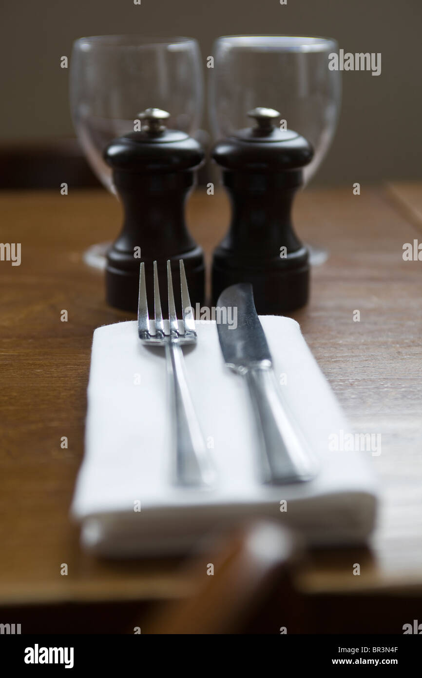 Restaurant Table Setting Stock Photo
