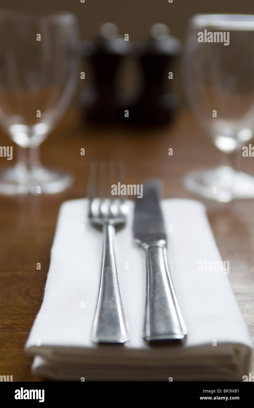 Restaurant Table Setting Stock Photo