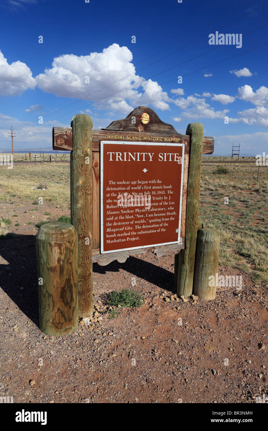 An historic marker in New Mexico for Trinity Site, the site of the