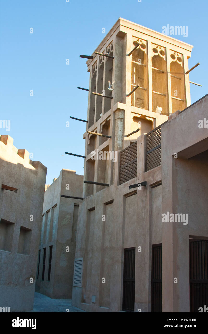 Wind tower in Bastakia district in Dubai, UAE Stock Photo