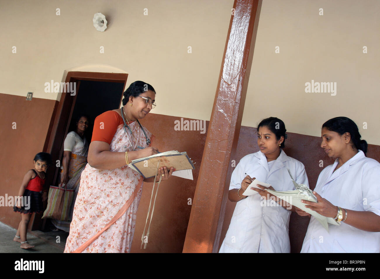 A female doctor makes a round together with nurses in a government run hospital in Thiruvananthapuram (formerly Trivandrum). Stock Photo