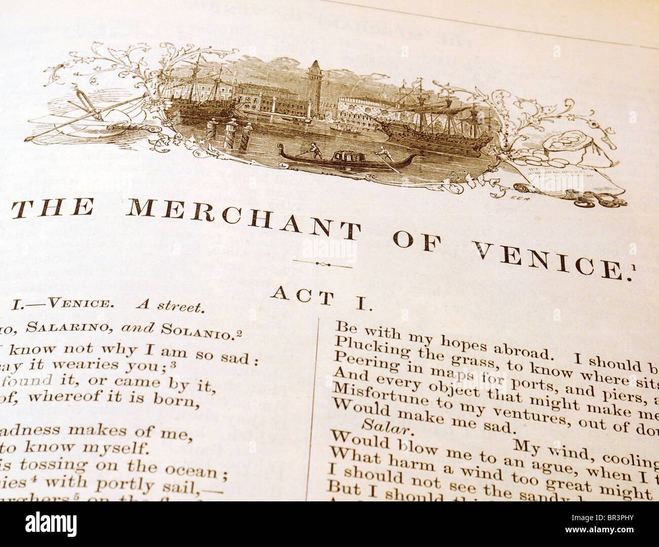Ireland, Books And Manuscripts, Old Copy Of Merchant Of Venice Stock Photo