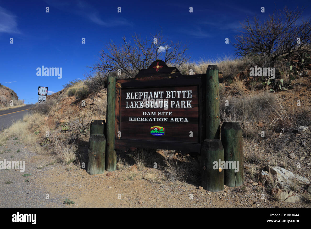 Elephant Butte Lake State Park Sign - New Mexico Stock Photo